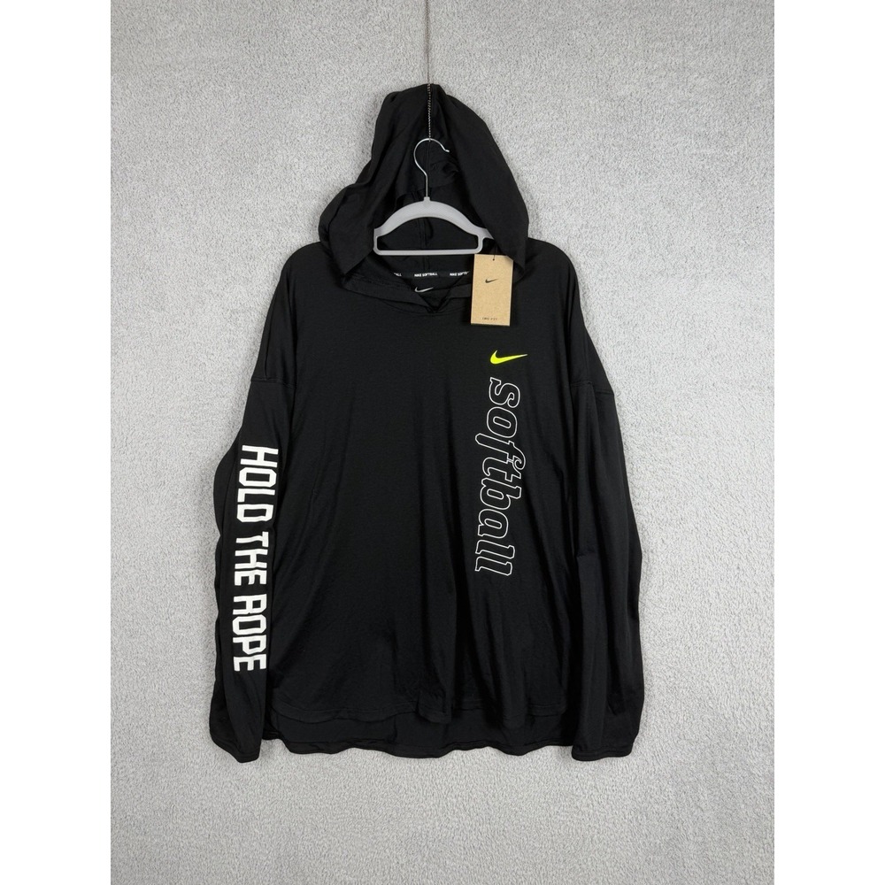 Nike Womens Softball Dri-FIT Hooded Training Shirt Black Size 2XL FZ8865-010 NEW